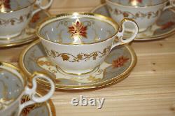 Aynsley 7967 Gray & Gold (6) Cups, 2 1/8 & (6) Saucers, 5 5/8 (B11)