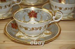 Aynsley 7967 Gray & Gold (6) Cups, 2 1/8 & (6) Saucers, 5 5/8 (B11)