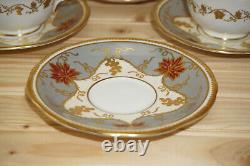 Aynsley 7967 Gray & Gold (6) Cups, 2 1/8 & (6) Saucers, 5 5/8 (B11)