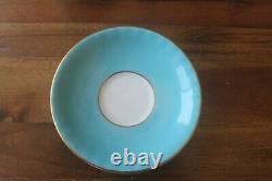 Aynsley Bailey Cabbage Rose Poppy Bouquet Turquoise Gold Teacup Tea Cup Saucer