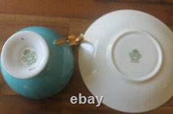 Aynsley Bailey Cabbage Rose Poppy Bouquet Turquoise Gold Teacup Tea Cup Saucer