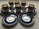 Aynsley Bone China Blue Gold Coffee Demitasse 5 Saucers 3 Cups 3 Cup Seconds