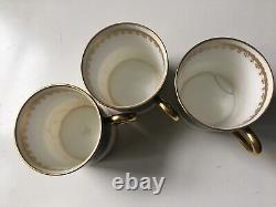 Aynsley Bone China Blue Gold Coffee Demitasse 5 saucers 3 cups 3 cup seconds