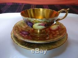 Aynsley Bone China. Cup, Saucer And Side Plate. Orchard Gold. Vintage