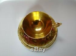 Aynsley Bone China. Cup, Saucer And Side Plate. Orchard Gold. Vintage