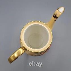 Aynsley Bone China Orchard Gold Fruit Coffee Pot & 4 Demitasse Cup Saucer Sets