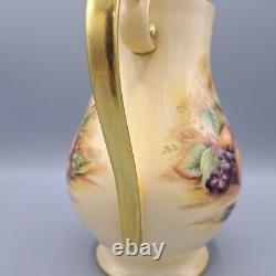 Aynsley Bone China Orchard Gold Fruit Coffee Pot & 4 Demitasse Cup Saucer Sets
