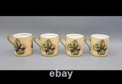 Aynsley Bone China Orchard Gold Fruit Coffee Pot & 4 Demitasse Cup Saucer Sets