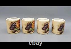 Aynsley Bone China Orchard Gold Fruit Coffee Pot & 4 Demitasse Cup Saucer Sets