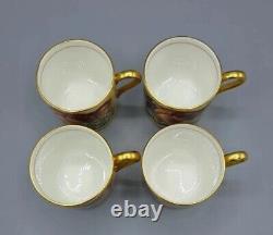 Aynsley Bone China Orchard Gold Fruit Coffee Pot & 4 Demitasse Cup Saucer Sets