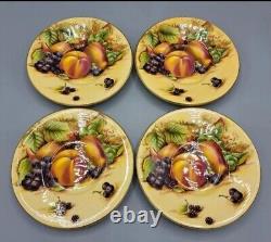 Aynsley Bone China Orchard Gold Fruit Coffee Pot & 4 Demitasse Cup Saucer Sets