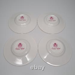 Aynsley Bone China Orchard Gold Fruit Demitasse Espresso Cups & Saucers SET of 4