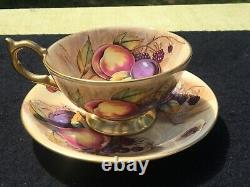Aynsley Bone China Orchard Gold Fruit Tea Cup, Saucer Signed N Brunt