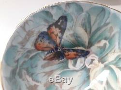 Aynsley Butterfly Chrysanthemum Cobalt Blue Cabinet Tea Cup Saucer Gold Handle