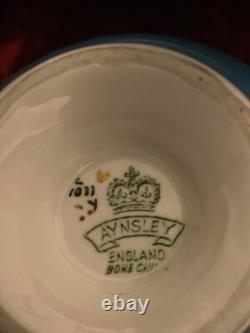 Aynsley Cabbage Rose Cup And Saucer Signed By J. A. Bailey. Gold Footed Cup