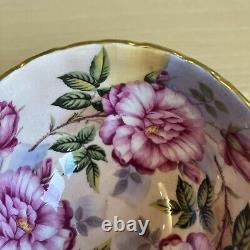 Aynsley Cabbage Roses Cabinet Tea Cup and Saucer Turquoise Blue with Gold Trim