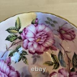 Aynsley Cabbage Roses Cabinet Tea Cup and Saucer Turquoise Blue with Gold Trim