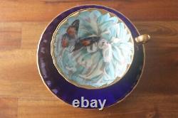 Aynsley Chrysanthemum Butterfly Cobalt Gold Turquoise Teacup Tea cup Saucer
