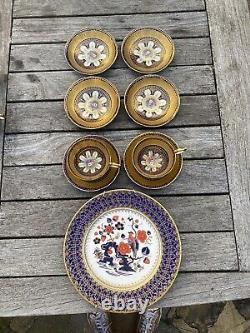 Aynsley Cobalt Blue Gold Gilt Tea Cups & Saucers Tea Set 7866 Lot 9 + 2 Repair