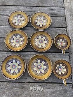 Aynsley Cobalt Blue Gold Gilt Tea Cups & Saucers Tea Set 7866 Lot 9 + 2 Repair