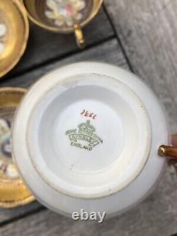 Aynsley Cobalt Blue Gold Gilt Tea Cups & Saucers Tea Set 7866 Lot 9 + 2 Repair