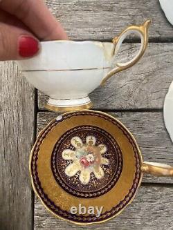 Aynsley Cobalt Blue Gold Gilt Tea Cups & Saucers Tea Set 7866 Lot 9 + 2 Repair