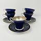 Aynsley Corset Tea Cup & Saucer Royal Navy Blue Gold Filigree Bone China 1713