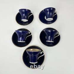 Aynsley Corset Tea Cup & Saucer Set Bone China Royal Blue Gold Filigree Easter