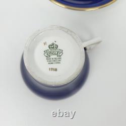 Aynsley Corset Tea Cup & Saucer Set Bone China Royal Blue Gold Filigree Easter