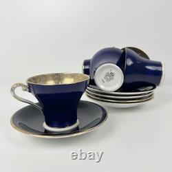 Aynsley Corset Tea Cup & Saucer Set Bone China Royal Blue Gold Filigree Easter