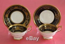 Aynsley Cups Saucers Gold Signed Bailey Assortment of 5 sets