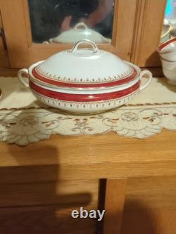 Aynsley Durham Maroon Gold Wavy Tea Set Plates Tureen See Description Free Post