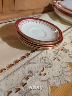 Aynsley Durham Maroon Gold Wavy Tea Set Plates Tureen See Description Free Post