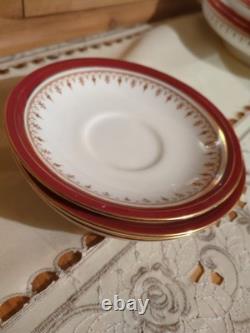 Aynsley Durham Maroon Gold Wavy Tea Set Plates Tureen See Description Free Post