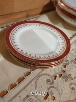 Aynsley Durham Maroon Gold Wavy Tea Set Plates Tureen See Description Free Post