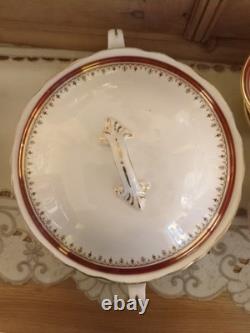 Aynsley Durham Maroon Gold Wavy Tea Set Plates Tureen See Description Free Post