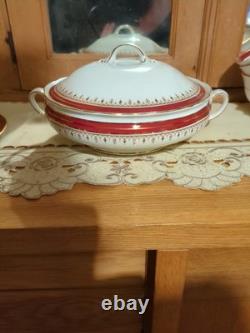 Aynsley Durham Maroon Gold Wavy Tea Set Plates Tureen See Description Free Post