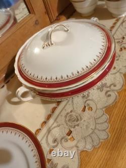 Aynsley Durham Maroon Gold Wavy Tea Set Plates Tureen See Description Free Post
