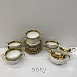 Aynsley Engagement #135 Bone China Dinner Set Gold Encrusted England