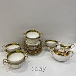 Aynsley Engagement #135 Bone China Dinner Set Gold Encrusted England