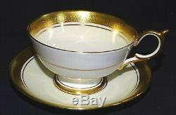 Aynsley England Sandringham 12 Cups & Saucers Bone China Gold Emboss #3830