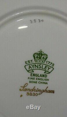 Aynsley England Sandringham 12 Cups & Saucers Bone China Gold Emboss #3830