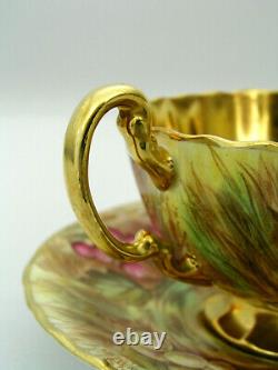 Aynsley Fruit Orchard Gold Footed Cup & Saucer Set Pieces Signed D Jones