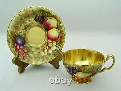Aynsley Fruit Orchard Gold Footed Cup & Saucer Set Pieces Signed D Jones