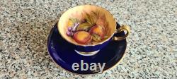 Aynsley Fruit cup saucer Blue and Gold