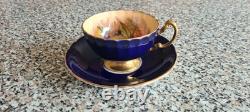 Aynsley Fruit cup saucer Blue and Gold