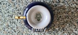 Aynsley Fruit cup saucer Blue and Gold