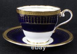 Aynsley HERTFORD COBALT SCALLOPED Footed Cup & 2 Saucers Bone China A+ CONDITION