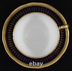 Aynsley HERTFORD COBALT SCALLOPED Footed Cup & 2 Saucers Bone China A+ CONDITION