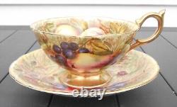 Aynsley HP Fruit Orchard Gold TRIO Teacup Saucer Plate Jones Brunt England